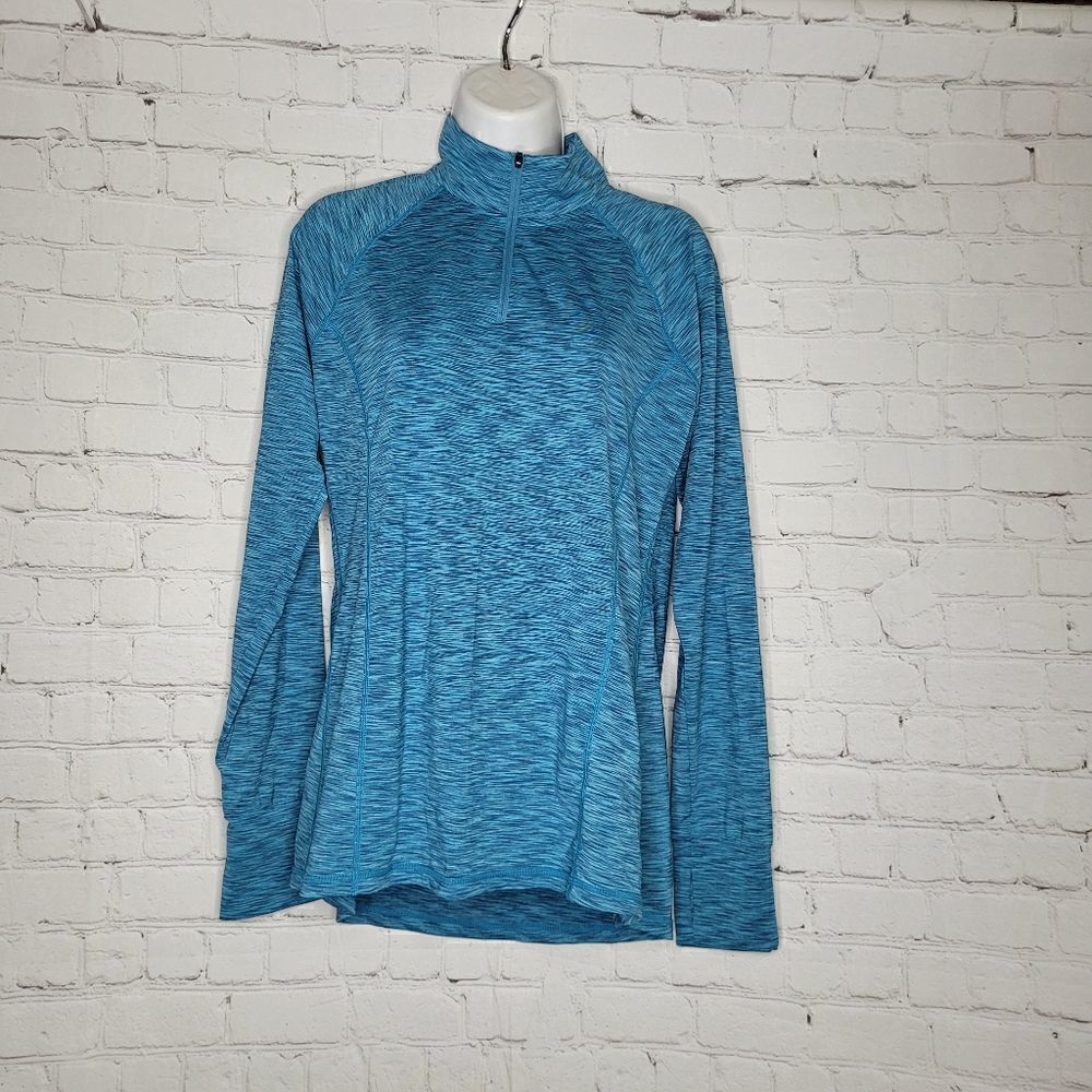 Women's 1/4 Zip Pullover Long Sleeve Top with Thumb Hole Large‎